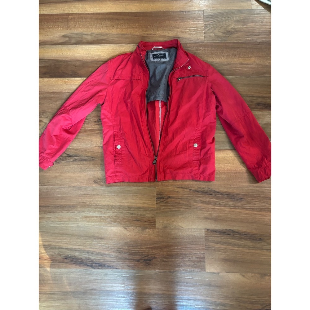 Daniel Hechter Paris Mens Red Lightweight Full Zip Bomber Jacket Mock Neck